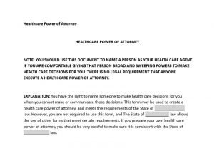 Healthcare Power of Attorney