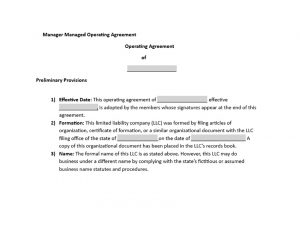 Manager Managed Operating Agreement