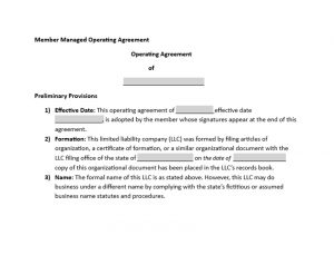 Member Managed Operating Agreement